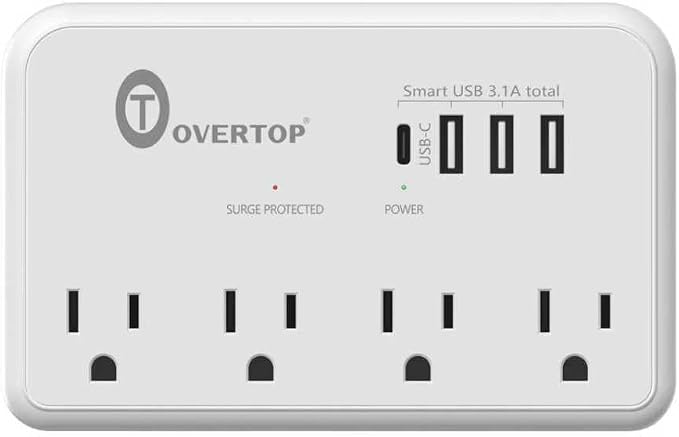 Overtop Wall Outlet Extender,Multi Plug Surge Protector,1800J