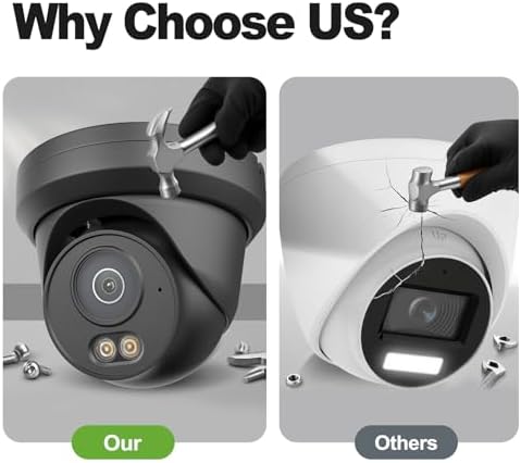 UNILOOK 4MP PoE IP Camera, Wired Turret Security IP Camera Outdoor