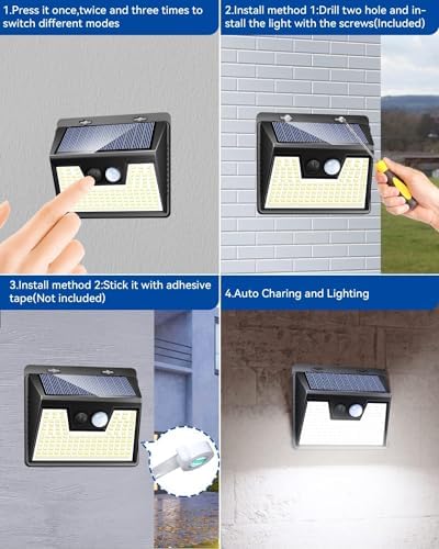Peasur 20 Pack Solar Lights for Outside, Motion Sensor Outdoor Lights, 140LED Solar Security Lights 3 Working Modes, Solar Lights Outdoor Waterproof for Outside Garden Yard Fence