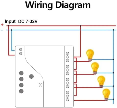 Tuya WiFi Smart 4 Channel 7-32V Relay Switch Module,Dry Contact,Passive Output,Wireless Relay Controller with External Switch Pin,Compatible with Alexa Google Home