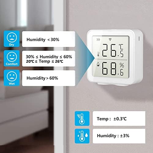 Tuya Wireless Temperature Sensor for Home Automation and Smart Scenes, Compatible with Alexa