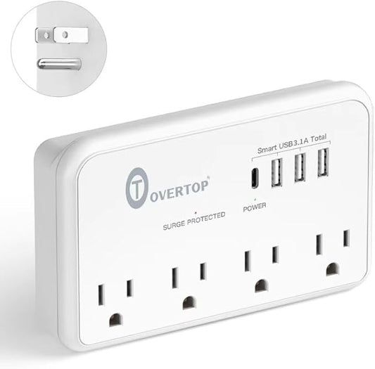 Overtop Wall Outlet Extender,Multi Plug Surge Protector,1800J