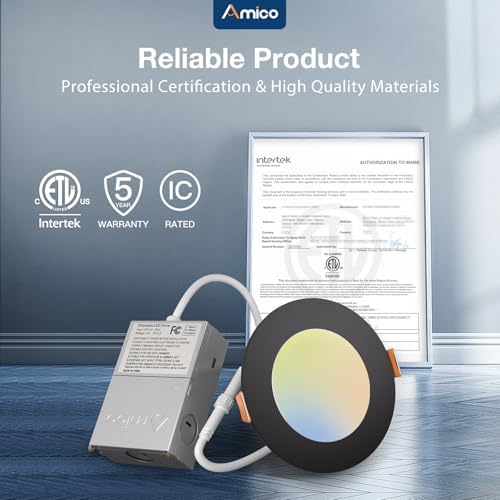 Amico 20 Pack 4 Inch LED Recessed Light with Junction Box, 5CCT, 800LM, 10W