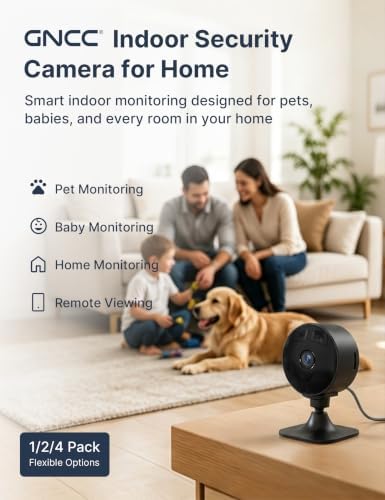 GNCC 2.4GHz Indoor Security Camera for Home, 1080P Baby & Pet Cam, GC3B-1P