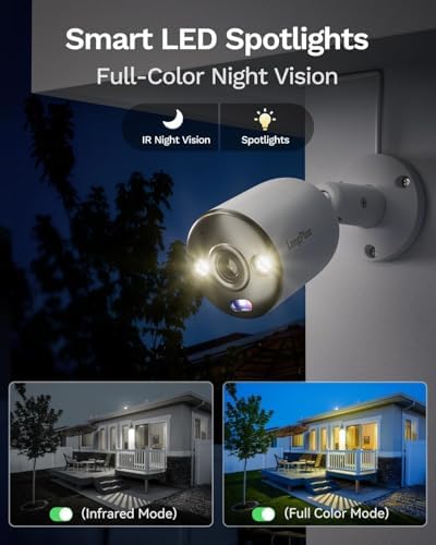 LongPlus 12MP UHD Poe Wired Security Camera Outdoor for Security Cameras System, Cameras for Outdoor Home Security Spot Lights Color Night Vision, Strobe Light Alarm & Sound CP12B1