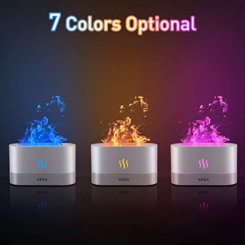Essential Oil Diffuser, Flame Oil Diffuser - Aromatherapy Aroma Humidifier, Upgrade 7 Colors Noiseless - Perfect for Bedroom Home Office (180ml Classic Flame, White)