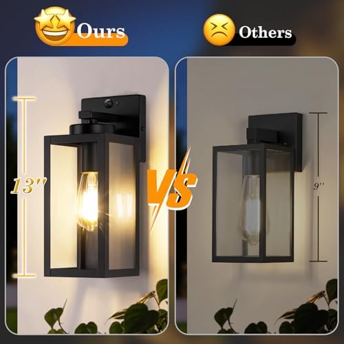 BesLowe Upgraded Motion Sensor Outdoor Wall Lights, Matte Black, 2-Pack