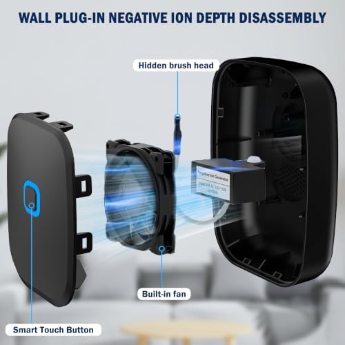 Air Ionizers 6 Pack, Plug in Negative Ion Air Purifier, 100 Million Ions/hr Filterless Quiet Mini Portable Air Freshener for Home, Pet Odors, Bedroom, Kitchen, Office, Smoke, Dust, Black