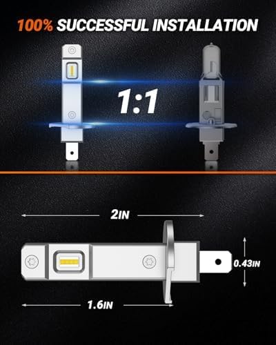SEALIGHT H1 Fog Light, S6 H1 Light No Adapter Required No Cordless, 6500K Cool White with 15000RPM Cooling Fan, Plug-N-Play, Pack of 2