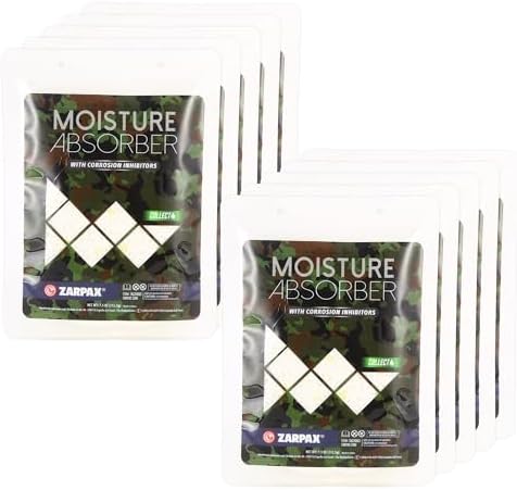 Zarpax Moisture Absorbers for Gun Safe 7.5 oz/212g - Dehumidifier Prevents Corrosion - Protects Gear - Desiccant Removes Excess Moisture - Set of 10