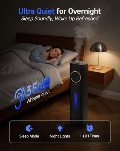 LACIDOLL Humidifiers for Bedroom 500 sq ft, 2.1Gal/8L Humidifier large room