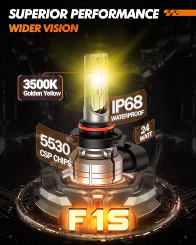 SEALIGHT H10 9145 9140 LED Fog Light Bulbs Amber, 12000LM 3500K Yellow Light Bulbs, Strong Light Penetration, 9040 9045 Replacement Front Fog Lamps for car, trucks, SUVS, Non-polarity
