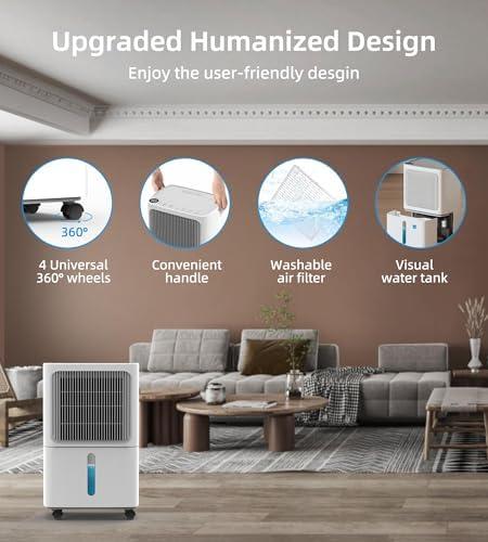 VEAGASO 34 Pint Dehumidifiers, 2500 Sq. Ft Dehumidifier for Basement,