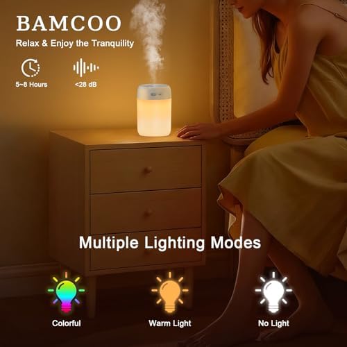 Plant Humidifier Indoor, 650ml Humidifier for Plants, White