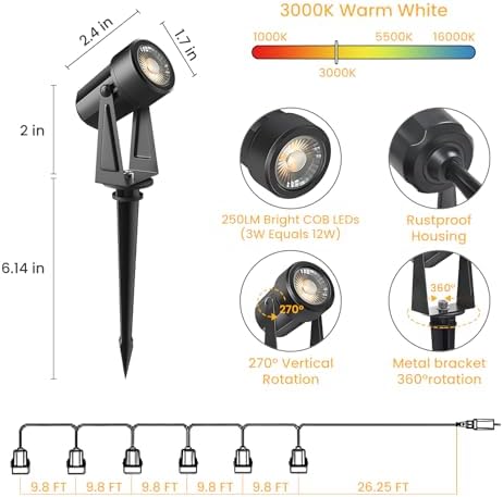 Svater Low Voltage Landscape Lighting 6 Pack, 3W IP65 Waterproof 12V Spot