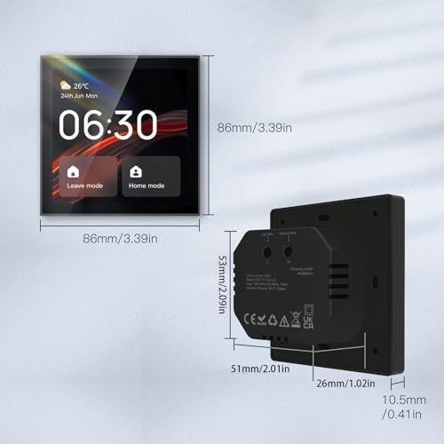 FTVOGUE Smart Home Control Panel ABS Touch Screen Smart Scene Wall Switch Panel 4 Inch Voice Control 100 to 240V for Tuya WiFi BT Living Room Bedroom Office