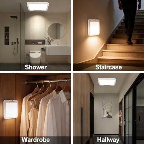 Rechargeable Motion Sensor Ceiling Light with Remote,Square-8.27in,1 Pack