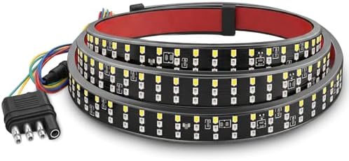 LIGBT 60 Inch Led Truck Tailgate Light Bar Strip 504LED Triple Row LED Tailgate Running Light Kit Flexible Brake Lights Turn Signal White Reverse Light Waterproof for Car Pickup SUV