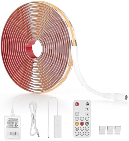 WOBANE Dimmable COB LED Strip with RF Remote,9.8ft Under Cabinet Lighting