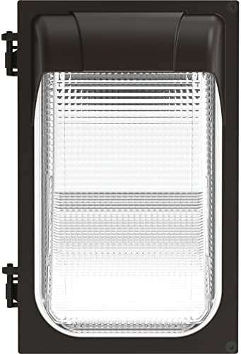 Lithonia Lighting 7.5" Mini LED Wall Pack Outdoor Light Fixture, Building Wall Light, Adjustable Lumens, 5000K Daylight, MVOLT 120-277V, IP65, Glass Lens, Bronze (TWX1 LED ALO 50K MVOLT DDBTXD)