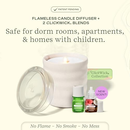 Lifelines Flameless Candle Diffuser with 2 Clickwick Essential Oil Blends