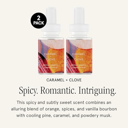 Pura & Becki Owens Home Scent Refill - Smart Home Air Diffuser Fragrance - Long-Lasting Premium Fragrance per Refill - Household Essential - Clean Diffuser Fragrance - 2 Pack, Caramel & Clove