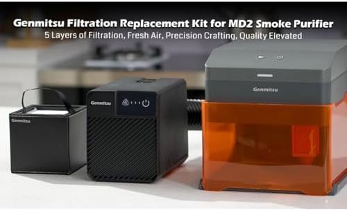 Genmitsu 5-Layer Filtration Replacement Kit for MD2 Smoke Purifier, One-piece Cartridge Easy to Replace,99.97% Purification Rate