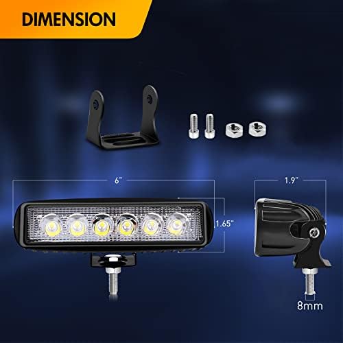 GOOACC 2 PCS 18w Spot Led Light Bar Work Light Pods Off Road Driving Light Fog Light Reverse Lights with 16AWG Off Road Wiring Harness-2 Leads for Truck Truck Boat SUV ATV, 2 Years Warranty