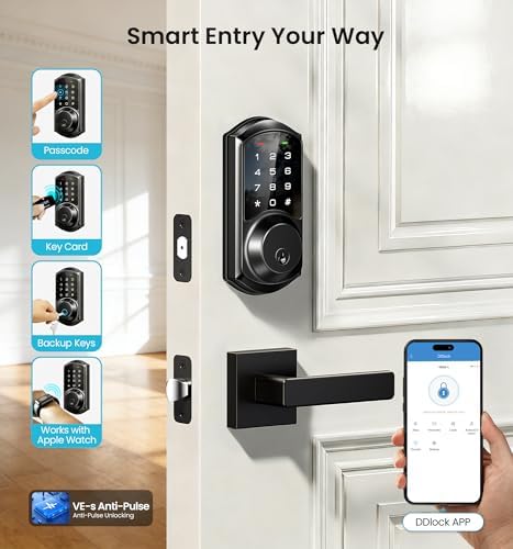 Veise VE06 Smart Lock for Front Door, App Control, Matte Black