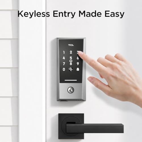 TCL Keyless Entry Door Lock, WiFi Keypad Deadbolt Smart Lock with Touchscreen Keypad, App Remote Control, Doorbell, Auto-Lock, Easy Installation, Compatible with Alexa & Google Assistant, D2