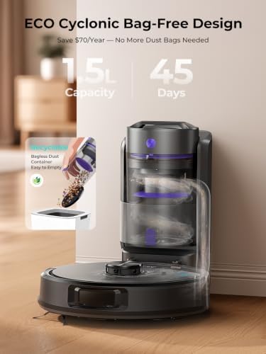 Airzeen Bagless Robot Vacuum and Mop Self-Emptying for Pet Hair/Carpet