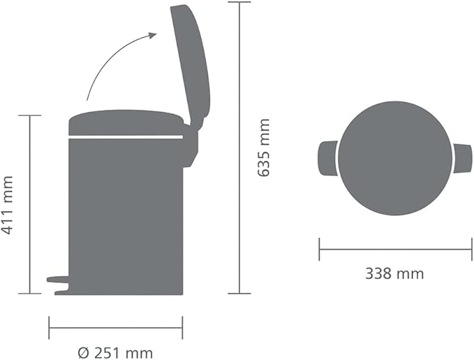 Brabantia Step-On Small Trash Can | Dreamy Blue | 3.2 Gallon / 12L | Bathroom, Bedroom, Office Trash Can, Light Pedal Opening, Handle & Removable Inner Bucket | 9.9 x 13.3 x 16.2 | + Trash Bags