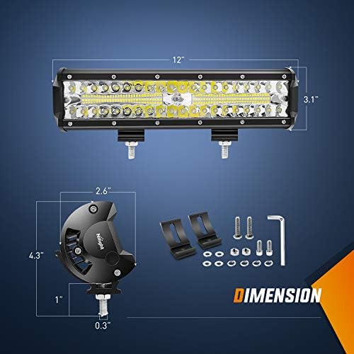 Nilight LED Light Bar 2Pcs 12 Inch 300W Triple Row Flood Spot Combo 30000LM Driving Lights with Off Road Wiring Harness Kit -2 Leads for Trucks ATV UTV SUV, 2 Years Warranty