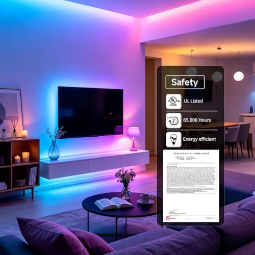 BTF-LIGHTING RGB WS2811 Smart IC FCOB COB LED Strip, UL Listed 864LEDs/m High Density Color Chasing Uniform Light, DC24V 24FT 12mm Width Tape Light for Home Party DIY Decor(No Adapter or Controller)