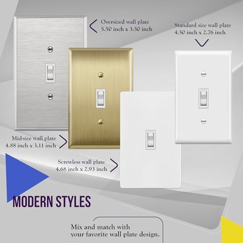 ENERLITES 5 Pack Toggle Light Switch with Wall Plate, Single Pole, White