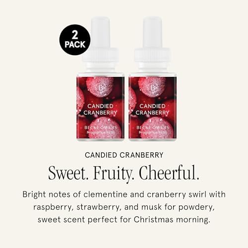 Pura & Becki Owens Home Scent Refill - Smart Home Air Diffuser Fragrance - Long-Lasting Premium Fragrance per Refill - Household Essential - Clean Diffuser Fragrance - 2 Pack, Candied Cranberry