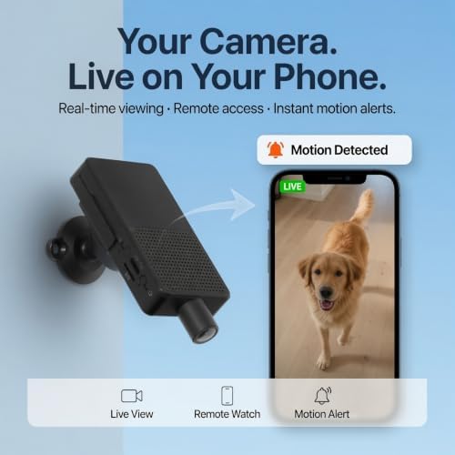 Mini Camera Wireless, 2K HD Nanny Camera with 8H Long Battery Life & Free Cloud Storage, WiFi & Offline Recording, Night Vision & Motion Detection for Pet/Home Monitoring