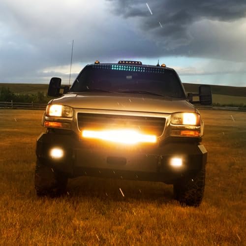 Nilight 20 Inch 420W LED Light Bar Amber Triple Row Flood Spot Combo Driving Boat Led Off Road Lights with 16AWG Wiring Harness Kit-1 Lead, 2 Year Warranty (ZH706)
