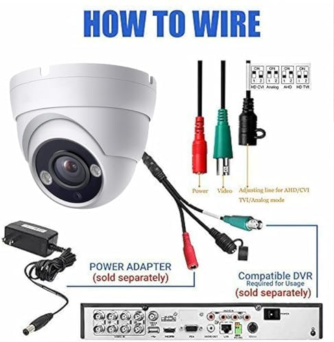 Real HD 4K 8MP Lite Dome TVI CVI AHD Analog 4 in 1 CCTV Security Camera, 65ft IR Night Vision, 2.8mm 100° Wide Viewing Angle, Outdoor, Full Metal Housing, ONLY Compatible with 8MP DVR