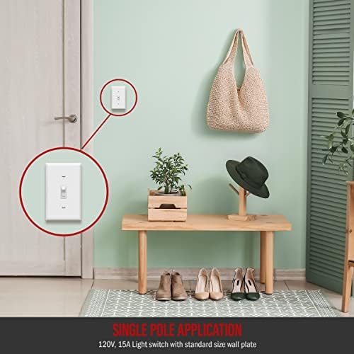 ENERLITES 10 Pack Toggle Light Switch with Wall Plate, Single Pole, White