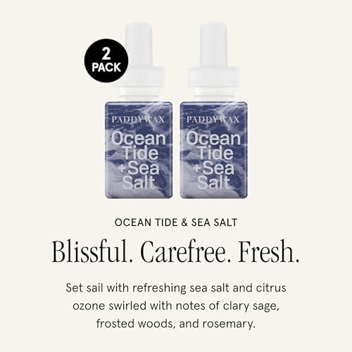 Pura x Paddywax Home Diffuser Refill, 2 Pack, Ocean Tide & Sea Salt