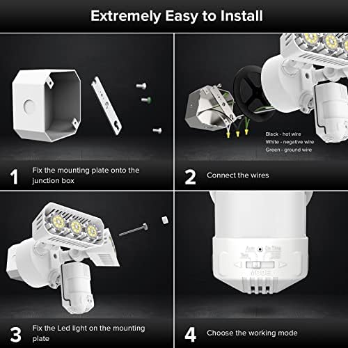 SANSI 27W 2700LM LED Motion Sensor Outdoor Flood Light, 5000K IP65, White
