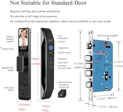 HIFAM Face Recognition Smart Door Lock Fingerprint Key IC Card APP Unlock