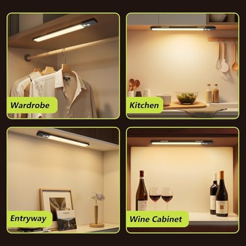 Mpotmiy 4-Pack 10" Wireless Under Cabinet Lights with Digital Display