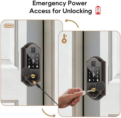 Fingerprint Smart Door Lock with Keypad, Smart Front Door Locks Keyless Entry Door Lock, Smart Lock with APP Control, Front Door Lock with Deadbolt, Touchscreen, Auto-Lock, Oil Rubbed Bronze