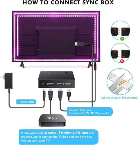 Nexillumi HDMI LED Lights for TV, 32.8ft TV LED Backlight for 70-100 Inch, RGB LED Strip Lights Behind TV, APP Remote Control Music Sync TV Led Lights for Bedroom