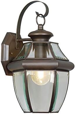 Livex Lighting 2151-07 Monterey 1 Light Outdoor Bronze Finish Solid Brass Wall Lantern with Clear Beveled Glass