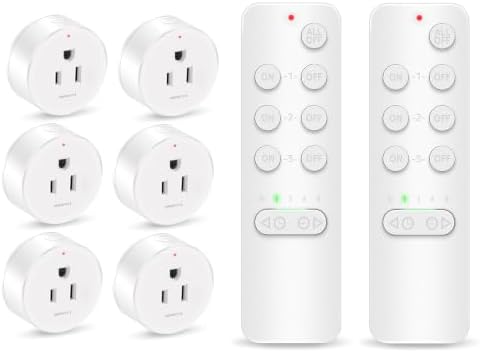 Greencycle Remote Control Outlet Plug 6 Packs with 2 Timer Switch,No Wiring