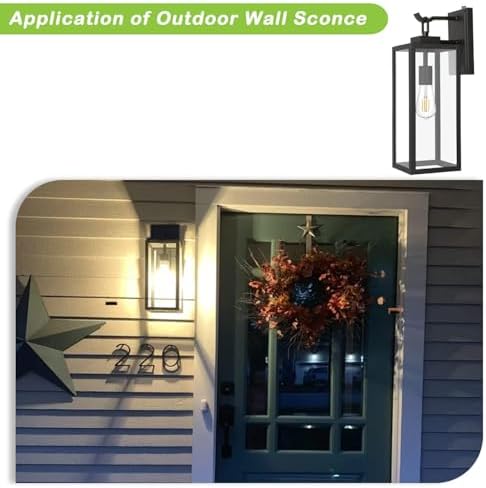 hykolity 18 Inch Dusk to Dawn Black Waterproof Outdoor Wall Light for Patio