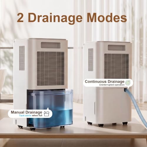 Dehumidifier for Home with Drain Hose, Auto On/Off Cycling for Basement